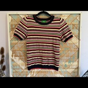 Fitted Retro Stripe Red Textured Striped Tee